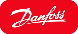 Logo di Danfoss su sfondo rosso con scritta bianca